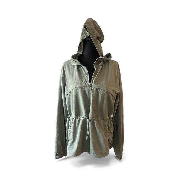 Avalanche Anorak Pullover Jacket Large Agave Green Hooded Windbreaker Minimalist - Picture 4 of 8